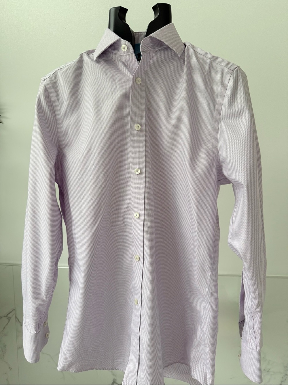 Charles Tyrwhitt Slim Fit Dress Shirt 14.5 x 32 Lavender Micro Grid Non Iron